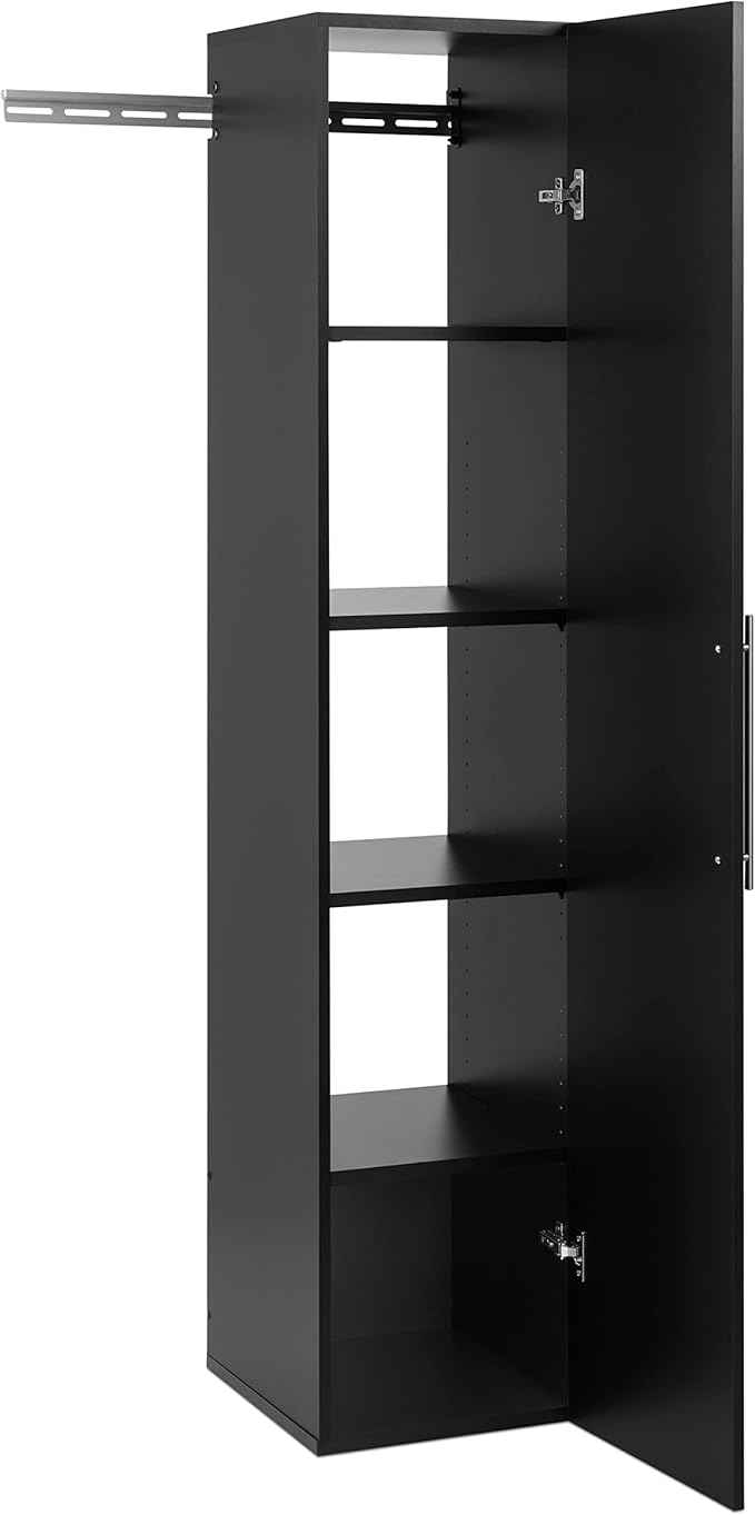 Prepac HangUps Narrow Wall Mounted Garage Storage Cabinet, Tall Storage Organizer Cabinet, 15" W x 72" H x 16" D, Black