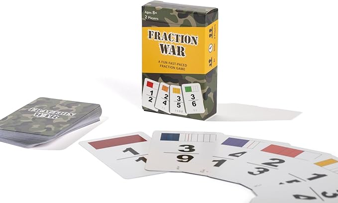 Fraction War Fun Math Game to Learn, Compare and Simplify Fractions for 2nd to 5th Grade (1 Pack) - Standard Edition