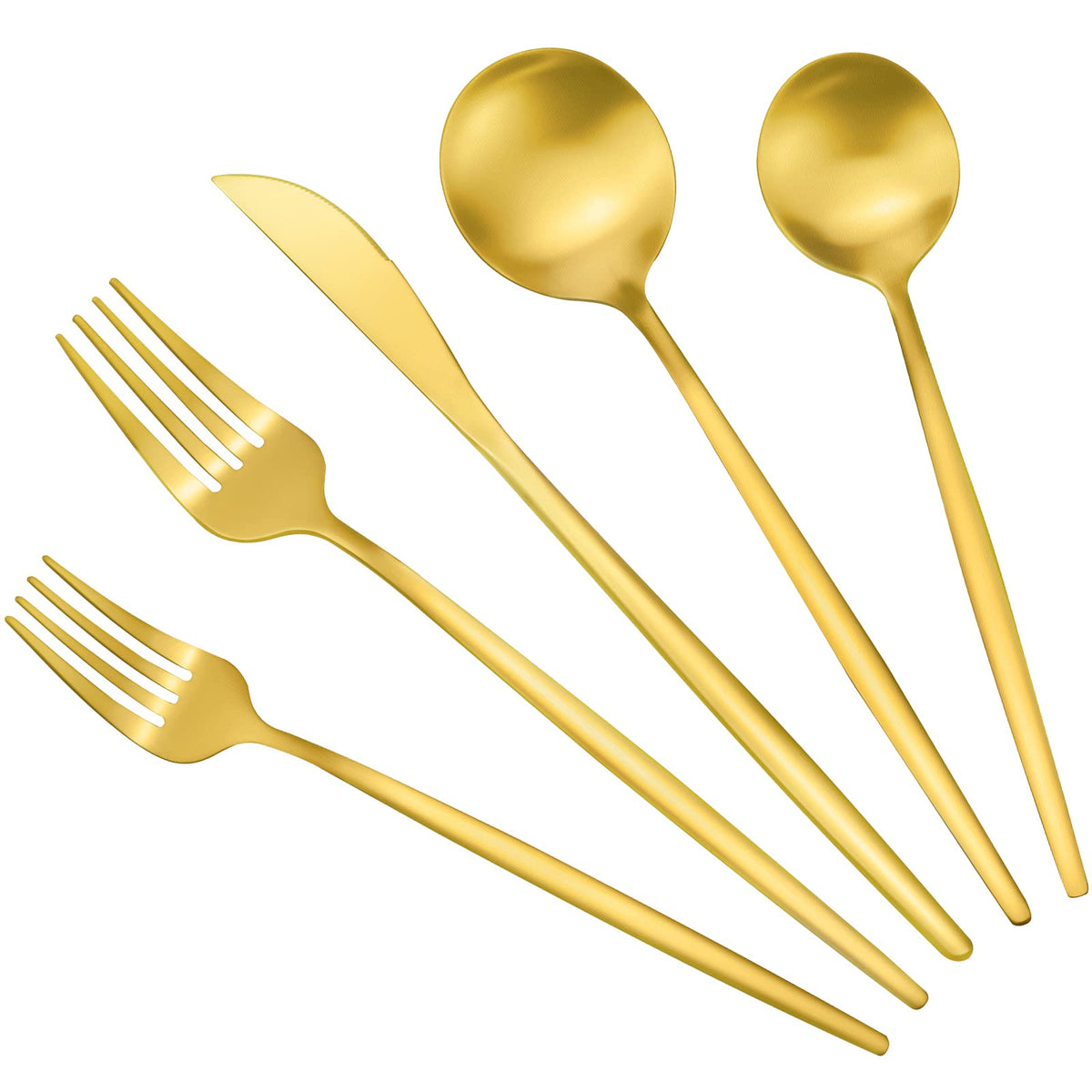 Matte Gold Stainless Steel Flatware Set for 4, 20-Piece Cutlery Tableware with Spoons and Forks, Dishwasher Safe
