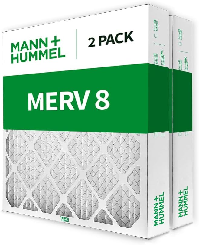 Mann+Hummel 20x25x4 MERV 8 Pleated HVAC AC Furnace Air Filters. 2 Pack.