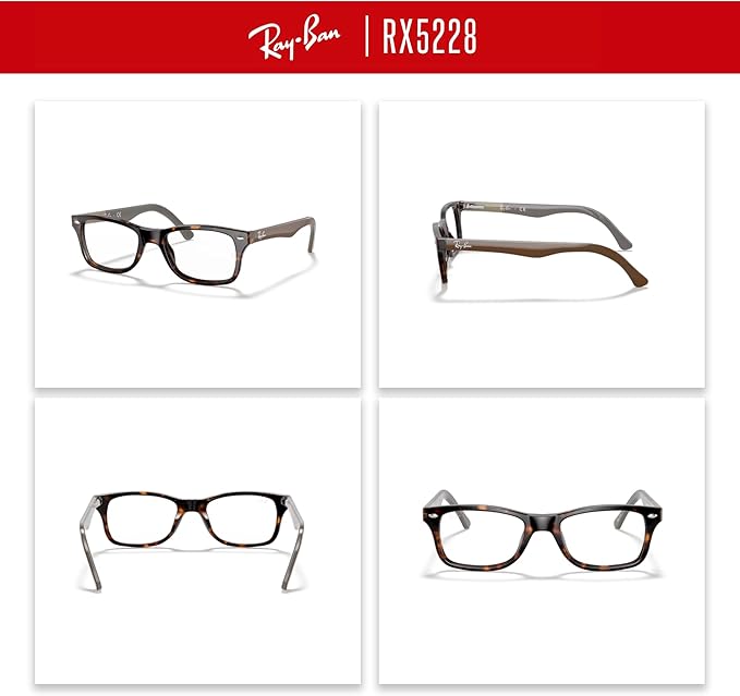 Ray-Ban RX5228 Square Eyeglasses for Men for Women +BUNDLE with ACCESSORY EYEWEAR KIT
