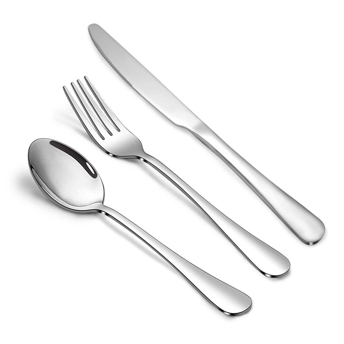 Silverware Set,18/10 Stainless Steel 18Piece Silverware Set For 6,With Dinner Knives Spoon Forks Set for Home, Kitchen and Restaurant, Mirror Polished& Dishwasher Safe