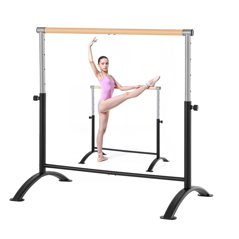 VEVOR Ballet Barre, 4 Ft Barre Bar for Home, Freestanding Portable Ballet Stretching Dance Bars, Height Adjustable Anti-Wobble Fitness Gym Studio Equipment, for Pilates Balance Workout