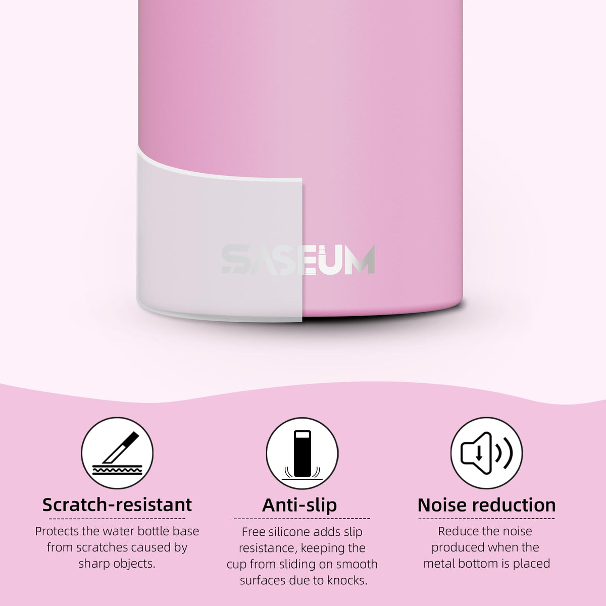SASEUM Sport Water Bottle 22oz Stainless Steel Double Wall Vacuum Thermal Mug with Leak Proof Spout Lids, Wide Mouth Metal Insulated Water Jug for Gym and Travel（Pink）