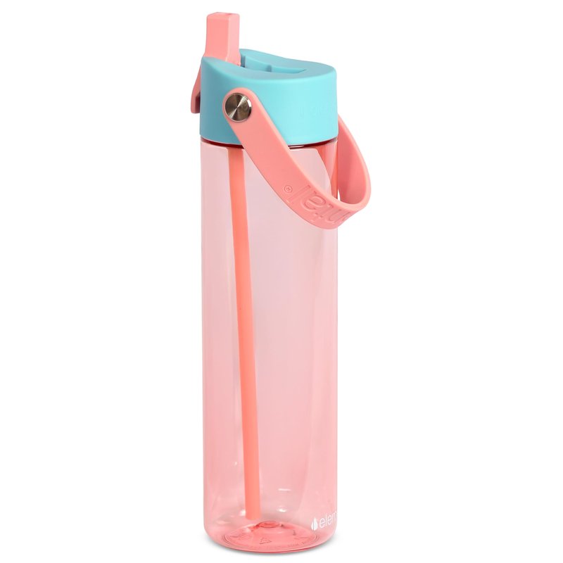 Elemental Splash Water Bottle with Straw - BPA-Free Tritan Plastic Reusable Water Bottle with Strap - Ideal for Travel, Gym and Sports - Leak Proof when Spout is Closed - 26oz - Cotton Candy
