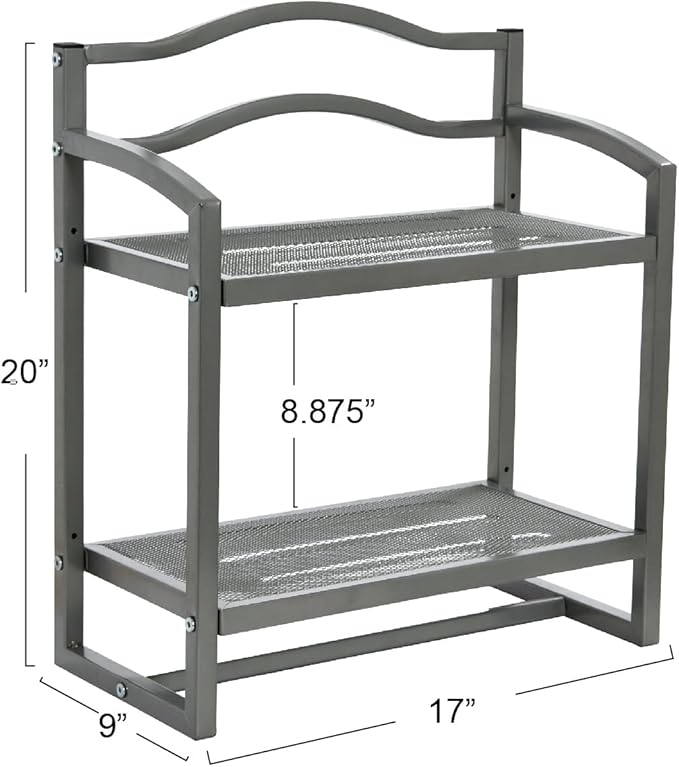 Household Essentials 2-Tier Metal Wall Mount Bathroom Storage Rack, Silver