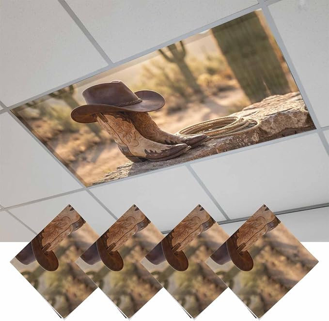Fluorescent Light Covers, Cowboy Western Magnetic Light Covers