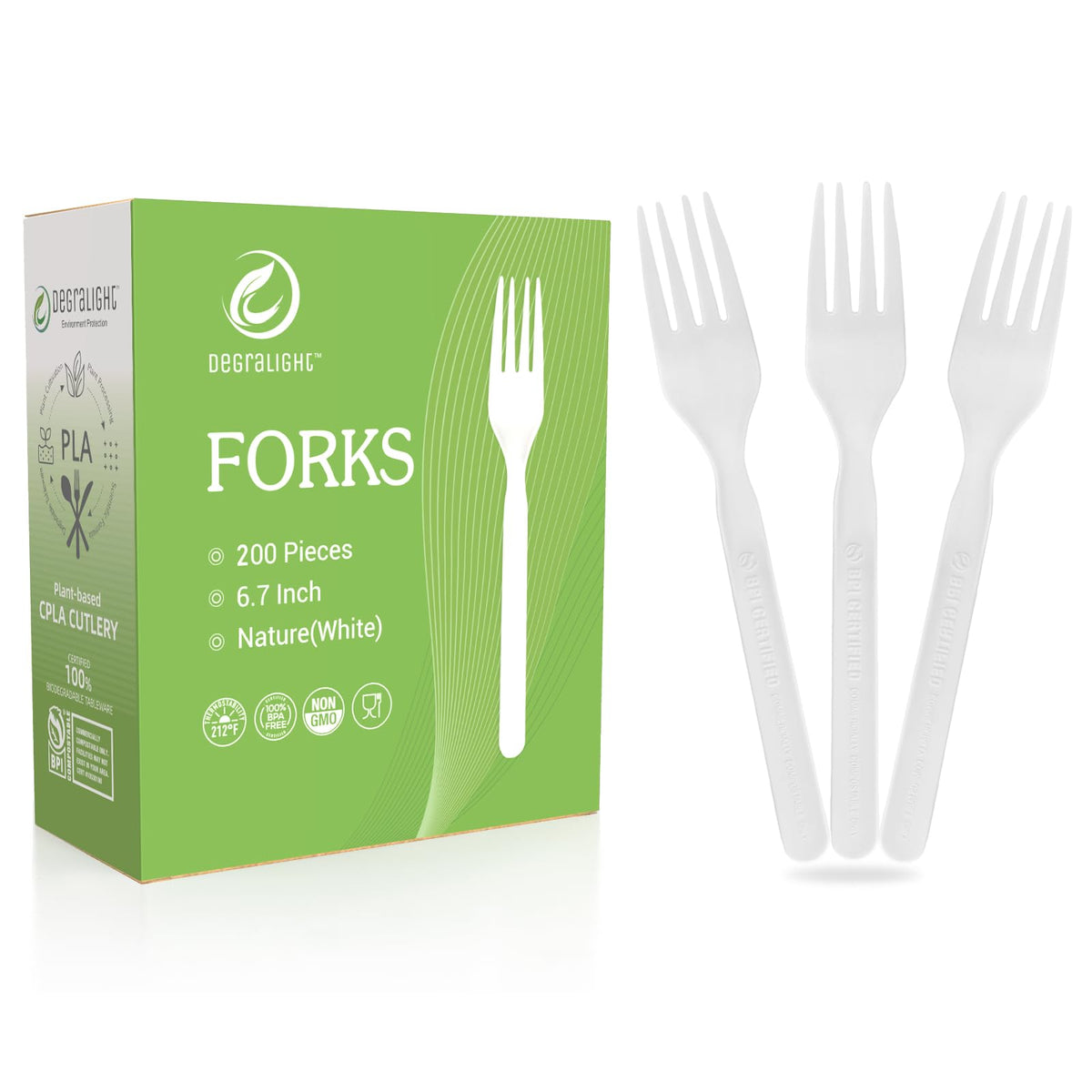 Heavy weight Compostable Froks [500Pcs] Heavy Duty Forks Disposable Utensils, BPA-Free, Heat Resistant, Eco Friendly Disposable Forks Bulk, No Plastic Disposable Cutlery for Party, Office & Picnic