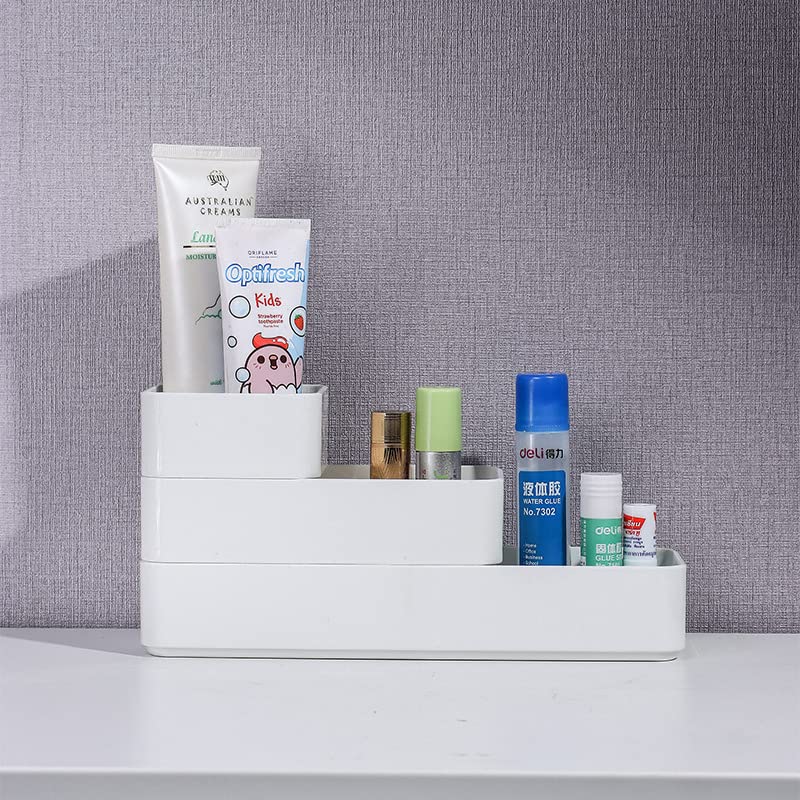 RAUVOLFIA Plastic Drawer Organizers Set, 3-Size Versatile Bathroom and Vanity Drawer Organizer Trays, Storage Bins for Makeup, Bedroom, Kitchen Gadgets Utensils and Office - size: S+M+L