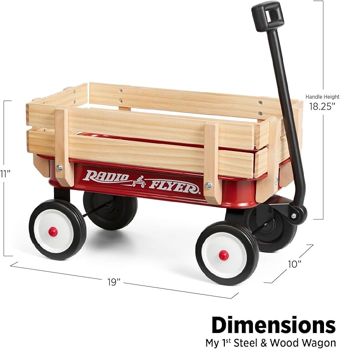 Radio Flyer 19 Inch Miniature Wagon Small Toy Rolling Cart for Ages 1.5+ Indoor Outdoor Play Baby Shower Decor Display Prop and Interactive Play with Bear