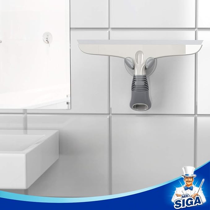 MR.SIGA Silicone Squeegee for Shower Doors, 25 cm/10 inch, White & Gray