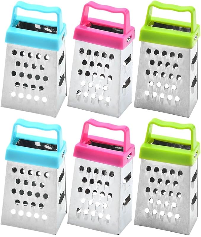 MAGICLULU 6-Piece Mini Box Grater Set Stainless Steel Cheese Grater for Garlic Ginger Chocolate Vegetable Slicer Hand with Non-Slip Handle 2.63 X 1.45 X 1.06 in