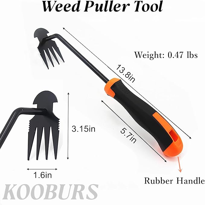 KOOBURS Hand Weeding Tool, Uprooting Weeder Portable Garden Weed Remover