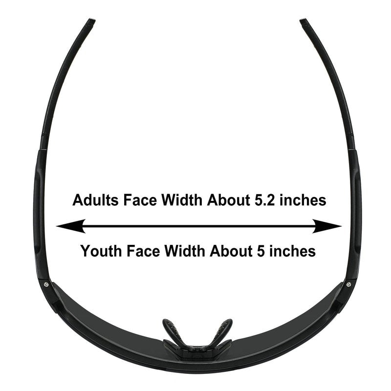 OMEKOL Age 8-18 Youth Polarized Baseball Sunglasses Boys Girls Sports Sun Glasses UV400 Goggles Head Width Less Than 5 Inch - AP1-S