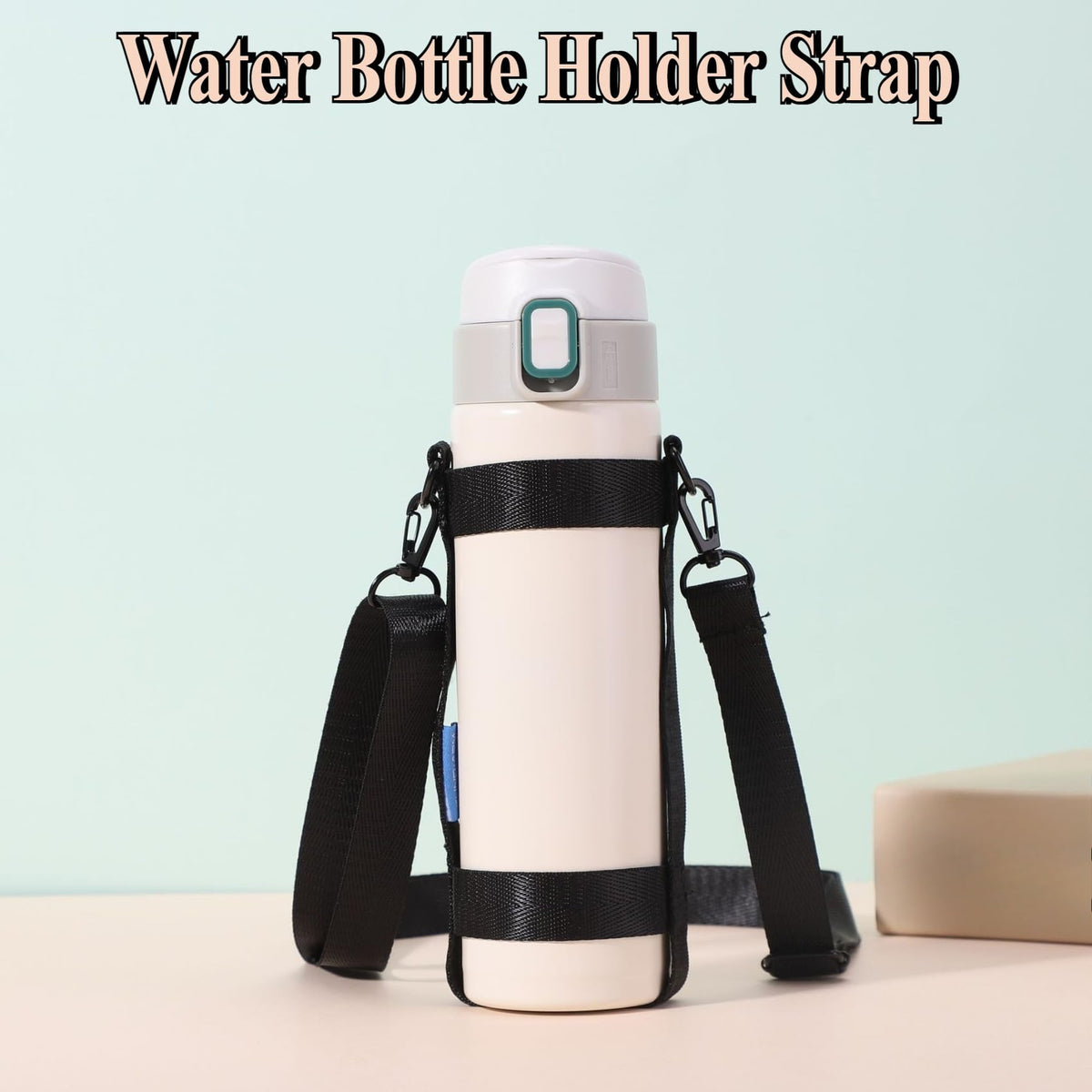 HOIRIX Water Bottle Holder Strap Sport Cup Bottle Holder Sling Universal Water Bottles Handle Straps for Walking Climbing Travel (Black, 2 PCS)