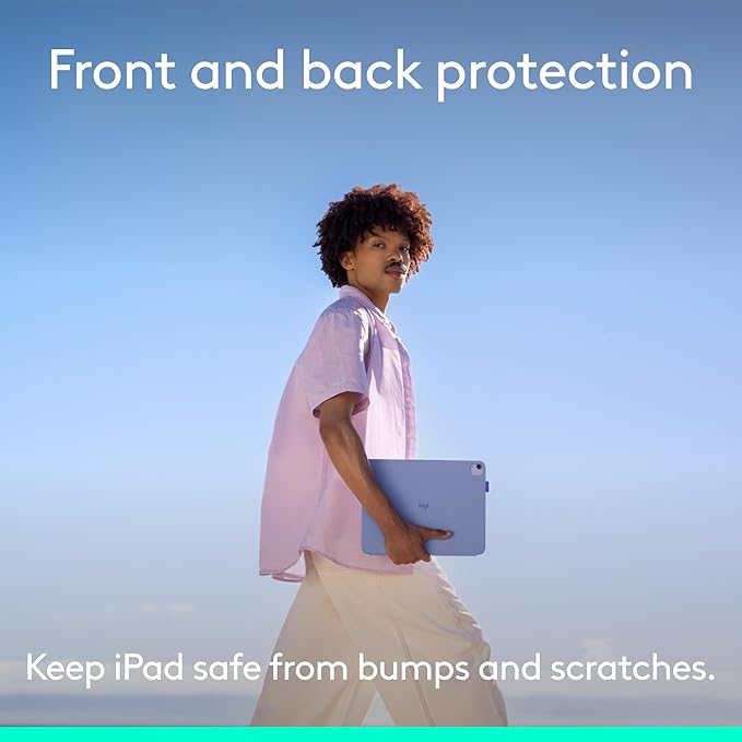 Logitech Flip Folio, Keyboard Case for iPad Pro 13-inch (M4 & M5) & iPad Air 13-inch (M2, M3 & M4) (2024, 2025 & 2026) - Protective & Stowable Bluetooth Keyboard Case, Multi-Device - Lilac
