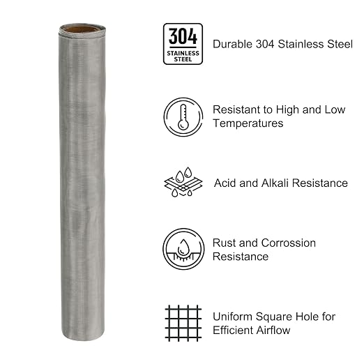 PATIKIL 40" L x 16" W Woven Wire Mesh, 200 Mesh 304 Stainless Steel Air Vent