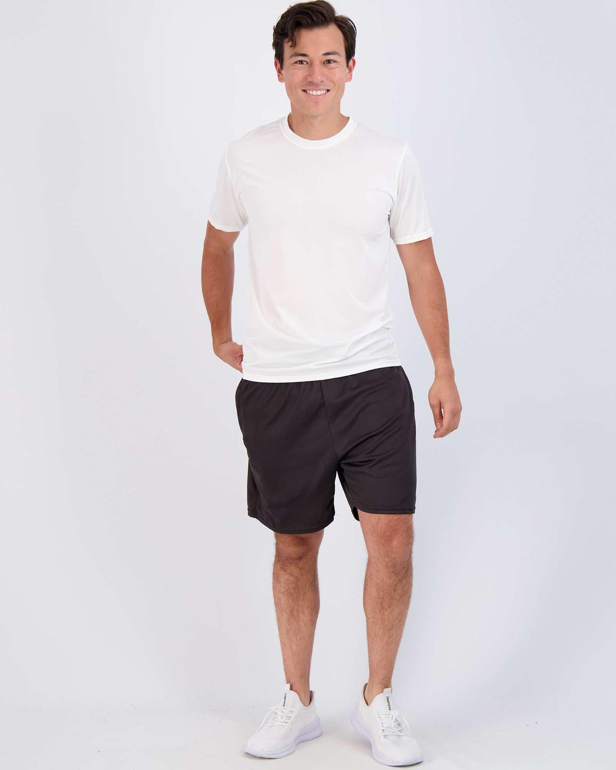 Real Essentials 5 Pack: Men's Dry-Fit Short Sleeve Crew Neck T Shirts Fitness Running Gym Workout Cool Exercise Athletic Tee, Set 9, Medium
