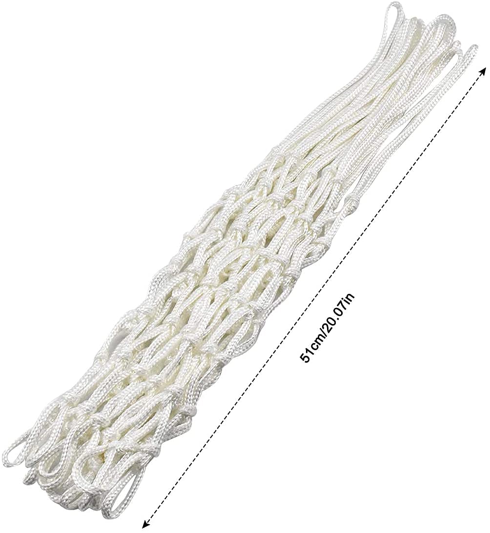 Y8HM 2Pcs Heavy Duty Basketball Net Replacement Fits Standard 12 Loop Basketball Hoop Net for Indoors and Outdoors Gym Equipment (White)