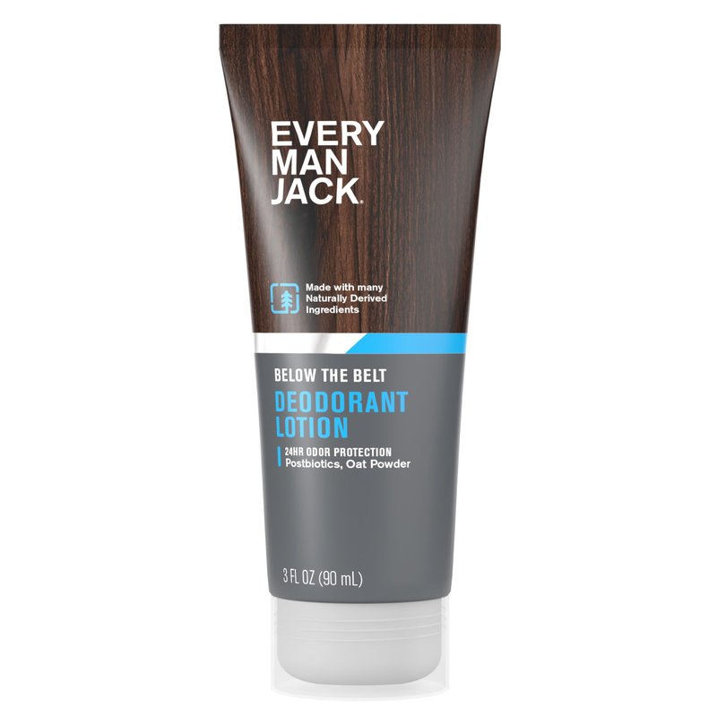 Every Man Jack Men's Ball Deodorant Lotion - Aluminum Free Odor & Wetness Protection - Made w/Naturally Derived Ingredients like Pre-biotics & Arrowroot Powder - Unscented - 3 fl oz - 1 Pack