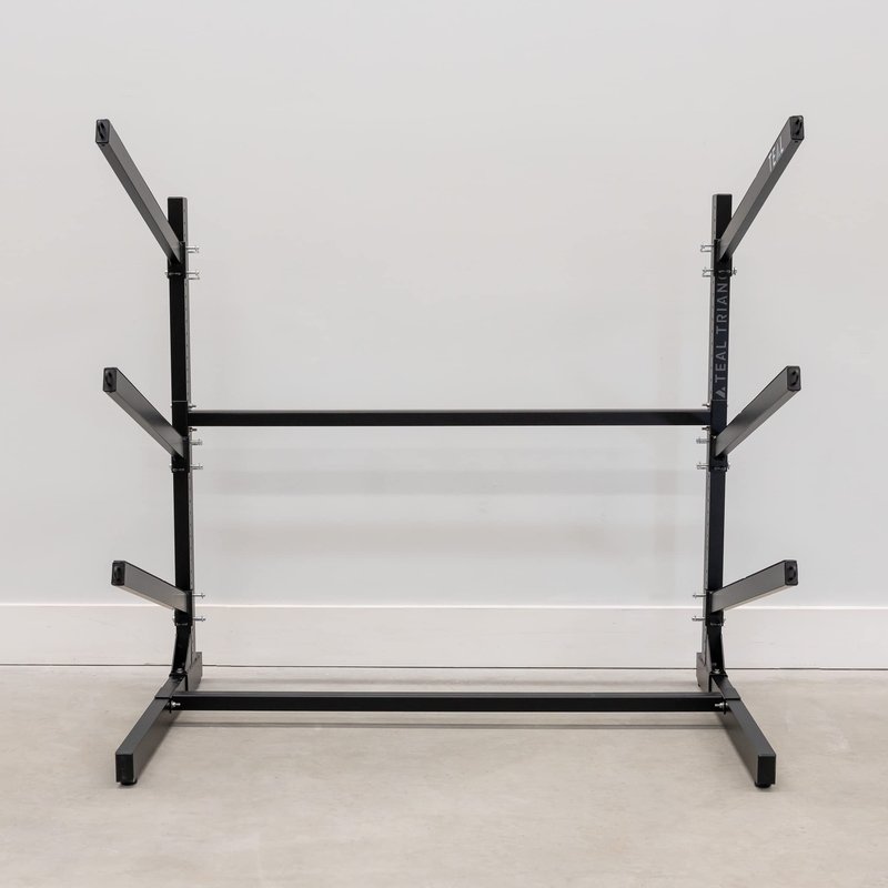 Teal Triangle Freestanding Kayak Storage Rack – 3 Kayak Rack & Canoe Rack – Indoor Outdoor Kayak – Adjustable Surfboard & Stand Up Paddle Board Holder – Adjustable Storage Stand - Black