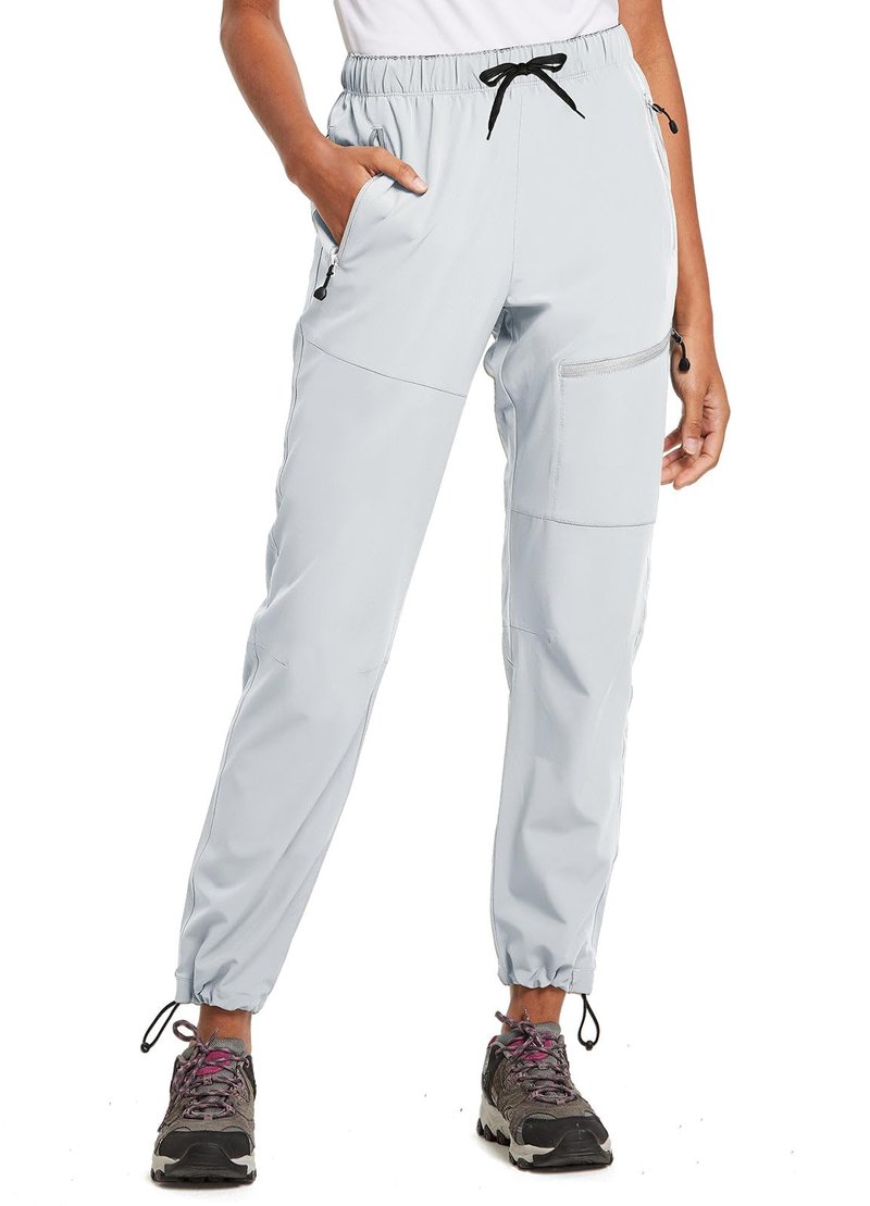 baleaf Travel Pants Women Hiking Long Tall Lightweight Quick Dry Water Resistant Cargo Pants 31'' Cool Gray Size S