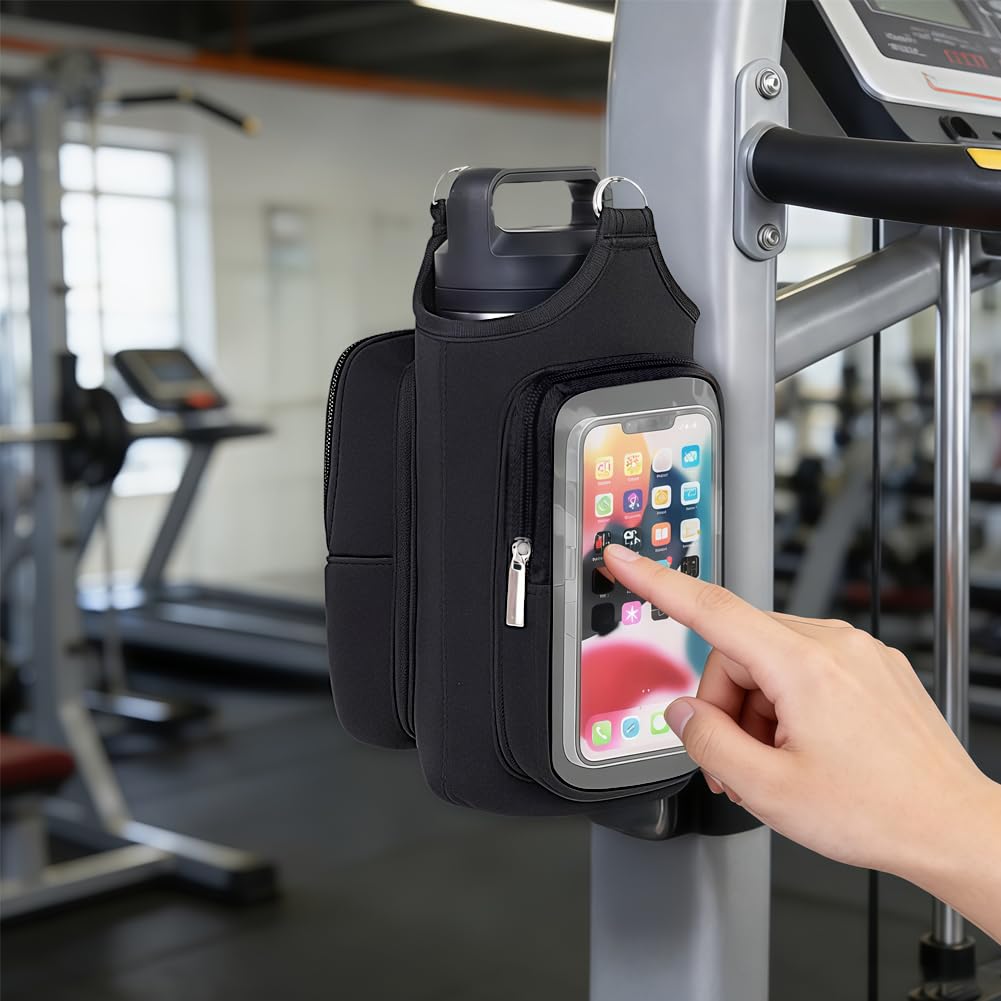 Tiiyee Magnetic Gym Bag Water Bottle Holder, Crossbody Sling Carrier Pouch