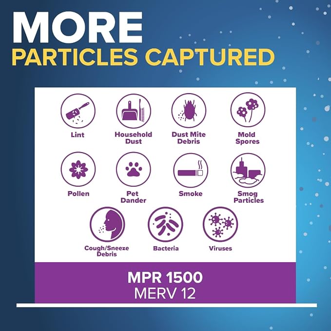 Filtrete 14x25x1 AC Furnace Air Filter, MERV 12, MPR 1500, CERTIFIED asthma &