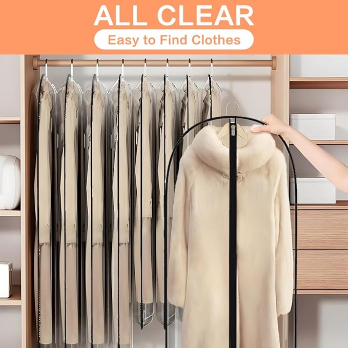 Clear Garment Bags Clothes Covers (set of 12) Clothes Storage Bag Clothes Storage Bag Hanging Travel Garment Bags with Zipper Gown Wedding Dress Garment Bag for Long Dresses