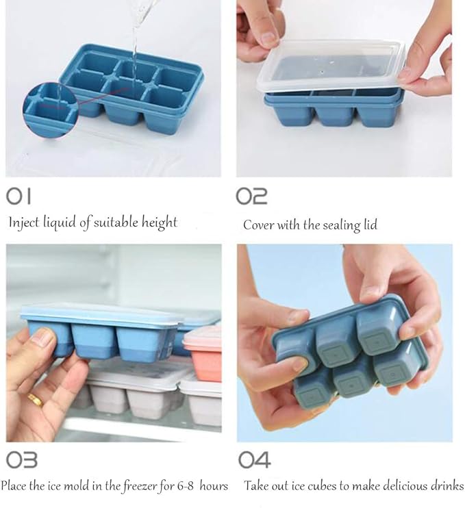 Mini Ice Cube Trays for Freezer, 3 Pack Small Ice Cube Trays with Lids, Easy-Release Flexible Bottom, Stackable Ice Cube Molds for Mini Fridge, Dorm, RV, Travel & Small Freezer