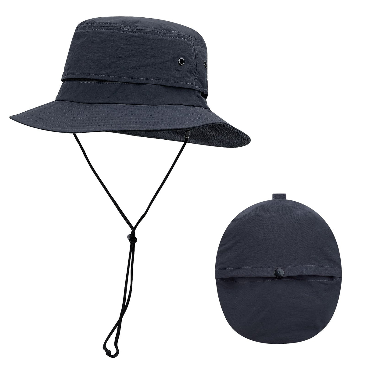 Croogo Waterproof Sun Hat Mesh Bucket Hat Packable Fishing Lightweight Hiking Outdoor Cap Summer Safari Boonie Hat,Blue-AFH02