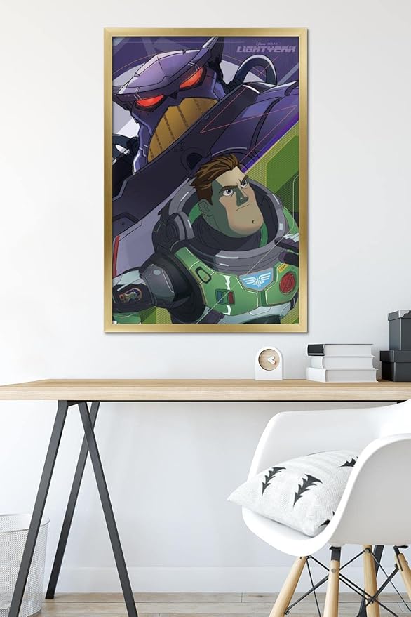 Trends International Disney Pixar Lightyear - Buzz and Zurg Wall Poster, 22.375" x 34", Gold Framed Version