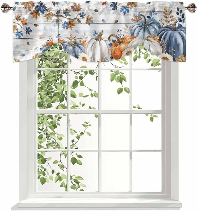 Thanksgiving Pumpkin Tie Up Valance Curtains