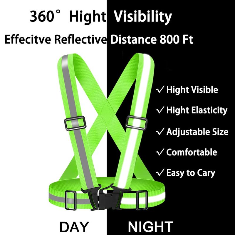 Fepdiu High Visibility Reflective Vest 2Pack Safety Vest Running Reflective Gear Adjustable Reflective Vest for Walking,Jogging,Hiking,Night Cycling