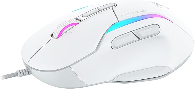Turtle Beach Kone II Wired RGB Gaming Mouse, 26000 DPI Optical Sensor, 100M Click Life Optical Switches, 23 Customizable Inputs, Ergonomic Design, 4D Scroll Wheel, Pure PTFE Glides – Arctic White