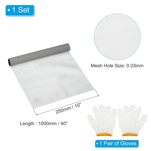 PATIKIL 40" L x 10" W Woven Wire Mesh, 400 Mesh 304 Stainless Steel Air Vent