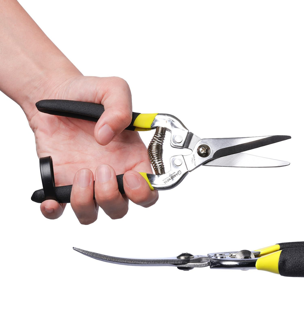 Gardeness SK5 High Carbon Steel Floral Scissors, 6mm Cutting Capacity Ultra Sharp Serrated Blade, Lightweight Effort-Saving Garden Snips & Flower Clippers for Stems, Bonsai and Fruit Picking