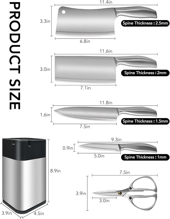 Stainless Knife Set, Kitchen Chef Knife Sets with Block