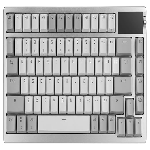 ASUS ROG Azoth Wireless Mechanical Gaming Keyboard – 75% TKL, Tri-Mode Connectivity, Hot Swappable Pre-lubed ROG NX Snow Linear Switches, PBT Keycaps, RGB, OLED Display, PC/Mac Support - White