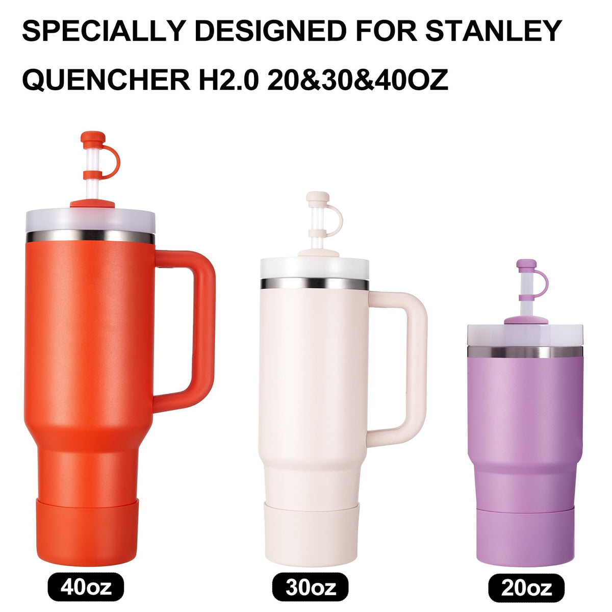 HYZ 8pcs Stanley Cup Accessories, Spill Proof Stopper & Boot Set, Tigerlily