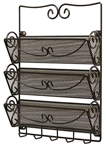 Deco Brothers Wall Mail Organizer with 5 Key Holder, 3 Tier, Bronze