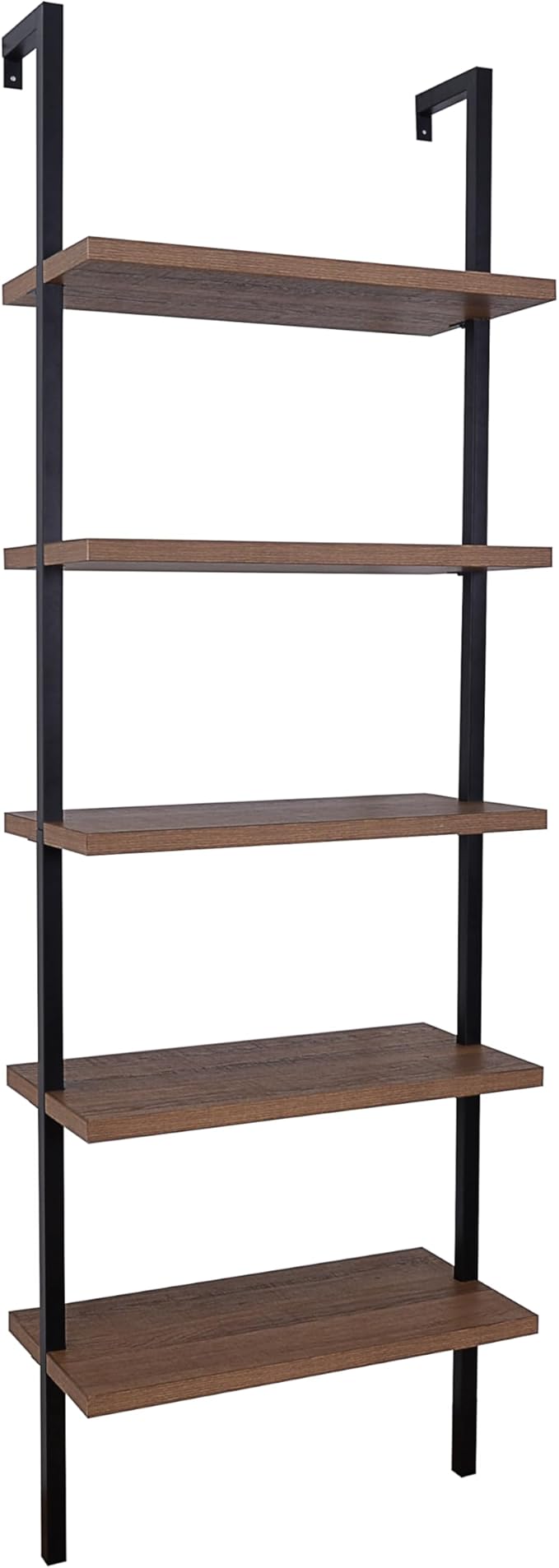 Nathan James Theo 5-Shelf Wood Modern Bookcase, Open Wall Mount Ladder Bookshelf with Industrial Black Metal Frame, Reclaimed Oak, Set of 3