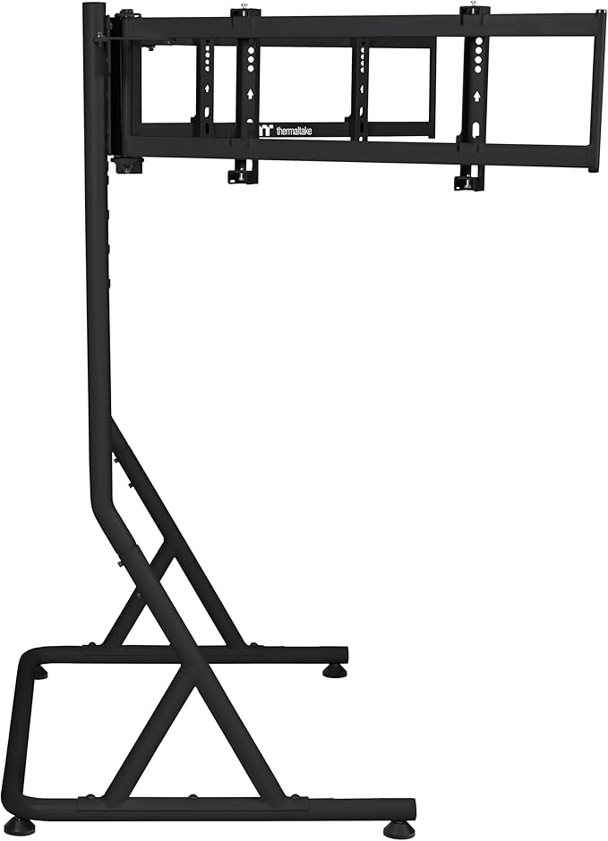 Thermaltake Triple Monitor Stand Pro; Up to (x3) 32" Curve or 34" Flat; Powder Coated Steel; 920mm-1120mm Height Range; VESA Mounting; Racing Simulator Compatible; Black; GSC-MSP-MDSLBB-01
