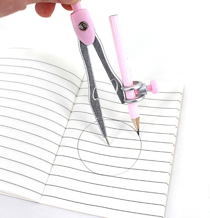 LABANCA 8 Pcs Compass Set with Protractor Rulers Pencil for Math Geometry (X-Pink)