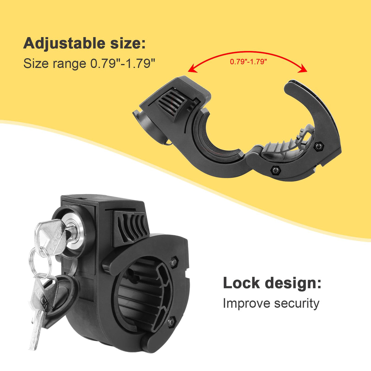 2 Pack Quick Release Shovel Holder with Lock for 0.79''-1.79'' Diameter Tool Handles,Rubber Clamp Mounting Bracket Compatible with Trucks UTV ATV Offroad SUV