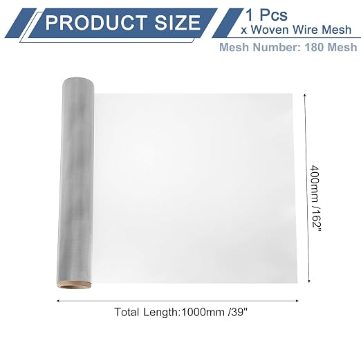 uxcell 2Pcs 180 Mesh 39" x 12" Woven Wire Mesh, 316 Stainless Steel Air Vent