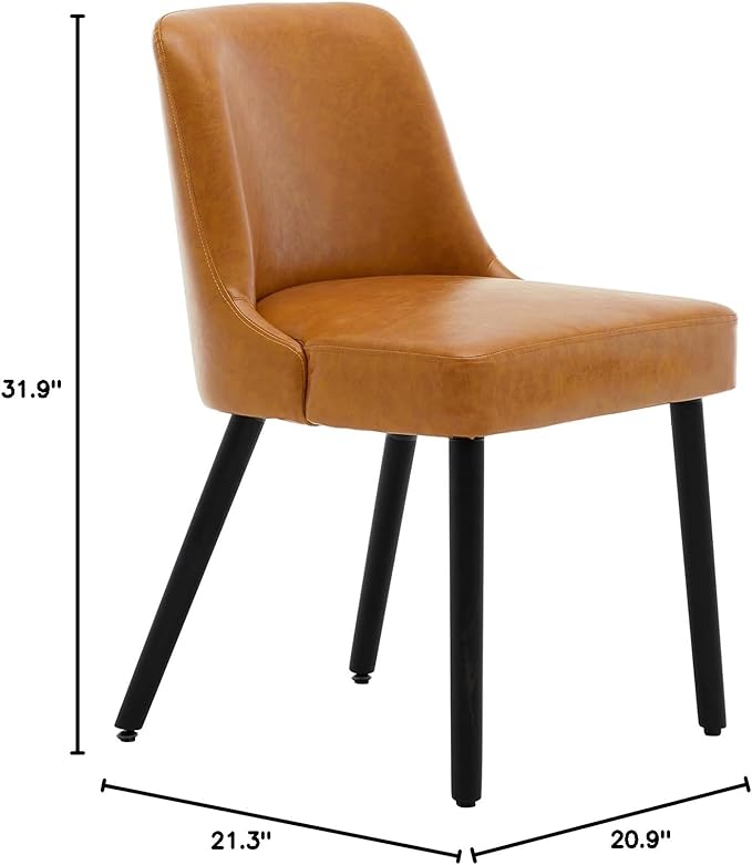 MINCETA Dining Chair,Morden Wood Leg Upholstered Kitchen Chair Set of 4,PU in Brown