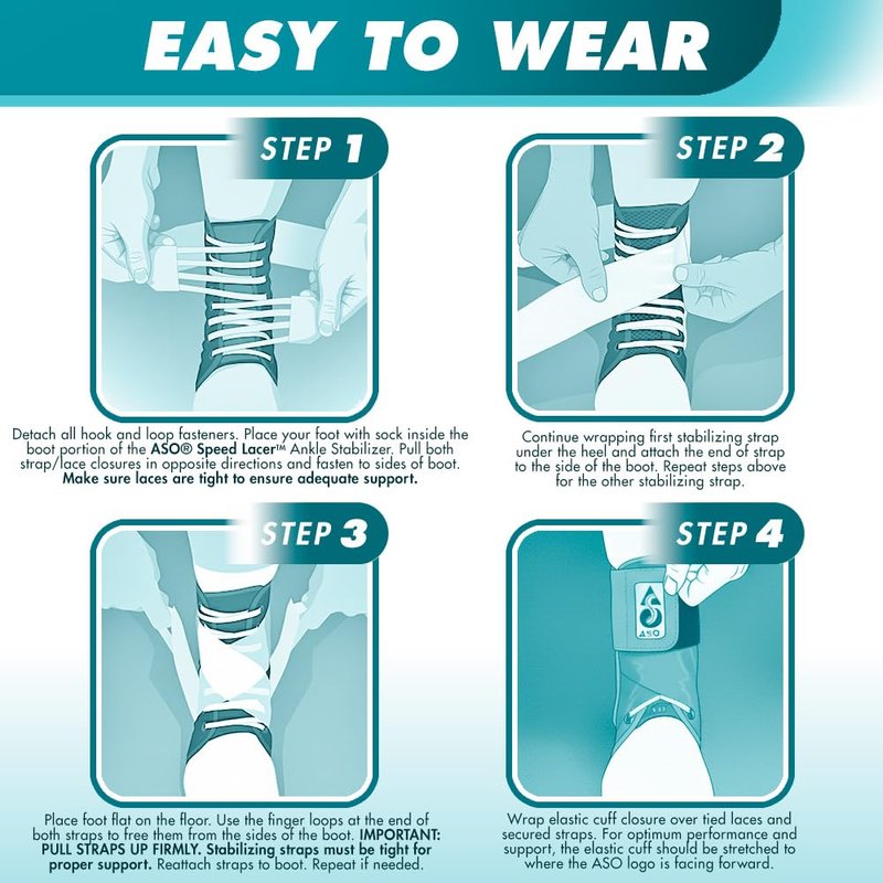 Med Spec ASO Speed Lacer (Medium, White) – Ankle Brace for Sprained Ankle and Peroneal Tendonitis, Orthopedic Ankle Support for Men, Women, Adults, Teens and Kids, Sports Injury Recovery, 223604