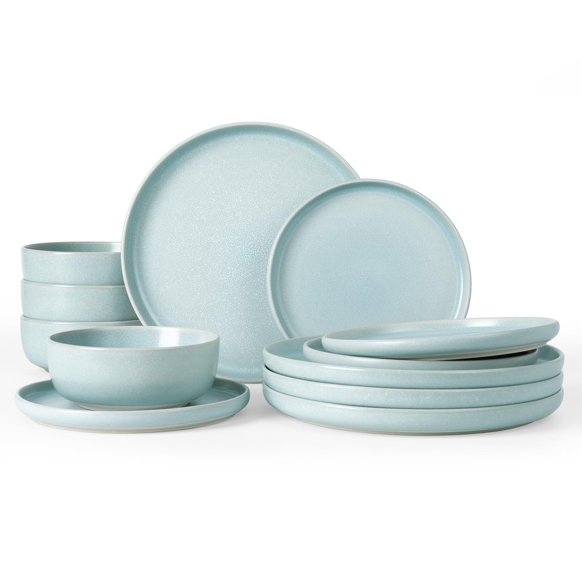 Famiware Milkyway 16-Piece Dinnerware Set with Mugs, Dark Gray