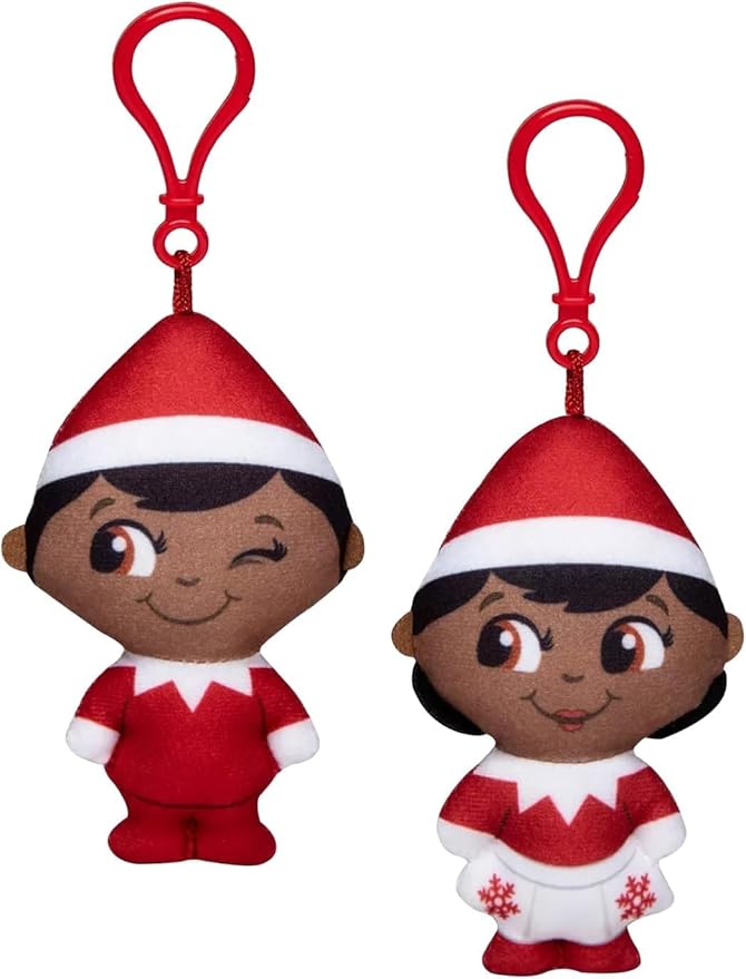 The Elf on the Shelf Scout Elf Plushee Mini Pals Clip-On Set of 2: 4" Boy and Girl Mini Pals Dark Tone